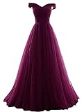 Romantic-Fashion Damen Ballkleid Abendkleid Brautkleid Lang Modell E270-E275 Rüschen Schnürung Tüll DE Lila Größe 46