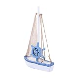 HEALLILY Holz Segelboot Modell Dekoration: Miniatur Segelboot Segelboot Modell Handgemachte Vintage Nautischen Segel Schiffe Marine Küsten Tabletop Ornamente für Home Pupp