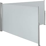 TecTake Doppel- Seitenmarkise Sonnenschutz Sichtschutz Gehäuse und Standpfosten komplett aus Aluminium - Diverse Farben und Größen - (Grau | 180x600cm | Nr. 402334)