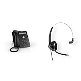 Snom D715 Global Desk Telephone (5 konfigurierbare LED-Funktionstasten), Schwarz & A100M Headset für alle Snom DesktopTelefone (300° Flexibler Ausleger,passives Mikrofon) Schwarz, 00004341