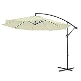 Beige Sonnenschirm Ampelschirm 350cm Marktschirm Gartenschirm ALU mit Kurb