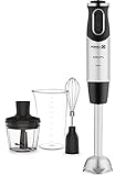 Krups Perfect Mix Stabmixer HZ6568 | Blender | 1000 Watt | Wdelstahlfuß | 4 extra schrfe Messer | powelix Technologie | Schneebesen | 500 ml Zerkleinerer | 800 ml Messbecher | Edelstahl/dunkelg