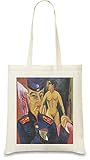 Tote bags Ernst Ludwig Kirchner - Self-Portrait as a Soldier Painting Custom Printed 100% Soft Cotton| Natural Color & Eco-Friendly| Unique, Re-Usable & Stylish Handbag For Every Day Use| C