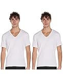 Calvin Klein Herren T-Shirt 2P S/S V NECK, Gr. Large, Weiß (WHITE 100)