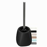 KADAX WC-Bürste und Behälter, Toilettenbürste mit Längere Griff, Keramik Klobürste 12 x 36 cm, WC-Garnitur für eine saubere Toilette, Serie Pastello (Schwarz 2)