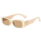 WQZYY&ASDCD Sonnenbrille Herren Damen Rechteck Damen Mode Farbverlauf Linse Party Strandbrille Uv400-Beige_T