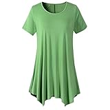kolila Damen-Tunika, kurzärmelig, ausgestellt, fließend, lockere Passform, bequem, schmeichelhaftes T-Shirt Gr. Large, 001g