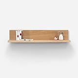 Rikmani Wandregal Holz Eiche massiv hell - Handgefertigtes Regal Bücherregal Holzregal Wandboard Lira (hell) 60