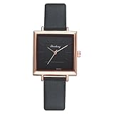 Armbanduhr Mode Quarz Chronograph Armbanduhren Square Frauen Armband Uhren Frauen Kleid Damen Quarz Uhr Geschenke (Color : Black)