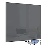 Glas-Magnettafel 80x80 cm Whiteboard Wand Beschreibbar Quadratisch Magnetisch Küche Office mit Zubehör Wochenplaner Abwischbar Deko Memoboard Tafel G