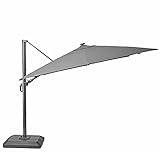 Naterial - Sonnenschirm Sonora mit Einer Solar-LED - L.391 x B.282 cm - Ampelschirm - Aluminium - Polyester - Grau rechteckig