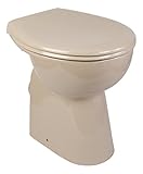 'aquaSu® Stand-WC-Set +7 cm | Spülrandlos | Erhöhtes Komfort WC | Inklusive WC-Sitz mit Absenkautomatik | Tiefspüler | Abgang waagerecht | Beige | Spülrandlose Toilette aus Keramik | 57226 2