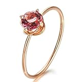 KnSam Damen Ring, Partnerringe In Gold Elegant Blume 18 K Rose Gold Valentinstag Weihnachten Frau Mädchen Turmalin Echt Gold Hochzeitringe Rose Gold Gr. 61 (19.4)
