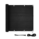 1 stück Wind Sunshade Net Shelter Privatsphäre Bildschirm Brise Nähen Schnalle Outdoor Markise Balkon Gartenzaunabdeckung mit Krawatten (Color : Black)