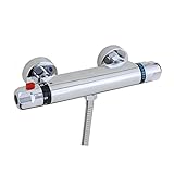 XWZS Duschthermostat Mischbatterie Armatur Für Dusche Mit Thermostat Für Temperatureinstellung Mit 38 °C Sicherheitstaste Modern Silber Aus Messing Brausethermostat Im Badezimmer,B
