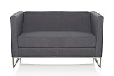 hjh OFFICE 713502 Lounge Sofa Barbados Stoff Grau Moderne 2-Sitzer Couch für höchsten Sitzk
