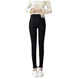 Vexiangni Leggings Damen Dicke Warme Strumpfhose Hohe Taille Thermoleggings mit Katze Tier Drucken Jogginghose Slim Fit Freizeithose Einfarbig Hosen Kälteschutz Winterlegging