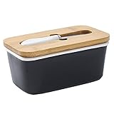 OnePine Butterdose Porzellan, Butterbehälter mit Messer und Deckel, Elegant und Klassisch, Multi-Funktion Butterbox für 1 Stück B