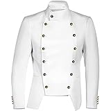 BYYDYSRFLO Herren Steampunk Gothic Mittelalter Renaissance Jacke Karneval Halloween Ballkleider Weste Weiß-M