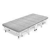 LZL Büro Mittagspause Klappbett, 400 lbs max. Gewichtskapazität, Gästebett mit 3D-Stretch-Strickmaterial-Abdeckung Matratze und Aufbewahrungstasche (Color : Grau)