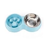 WGLLSD WGLL Doppelkatzeschüsseln, abnehmbare Premium-Edelstahl-Hundeschüsseln und Katzenfutterschüsseln für kleine H