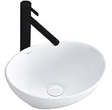 VBChome Waschbecken Kleine 34 x 27 x 13 cm Mini Keramik Weiß Oval Waschtisch Handwaschbecken Aufsatzwaschbecken Waschschale Gäste WC