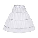 iixpin Kinder Mädchen Crinoline Petticoat A-line Reifrock Vintage Petticoat Unterrock für Blumen Hochzeit Bridal Unterrock Tütü Rock Ballett Rock (One Size, Weiß A)