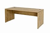 Furni24 Schreibtisch fürs Arbeitszimmer und Home Office - Großer laminierter Computertisch aus Holz, 2 Kabeldurchlässe, Bodengleiter, 2-Personen-Arbeitsplatz (Saphir-Eiche, 160x80x75 cm)