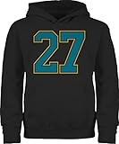 Kinder Sport Kleidung - Football Jacksonville 27-140 (9/11 Jahre) - Schwarz - Jaguars - JH001K JH001J Just Hoods Kids Hoodie - Hoodie Kinder Pullover für Mädchen und Jung