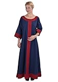 Battle-Merchant Mittelalter Kleid Gudrun lang für Damen aus Baumwolle | Wikinger Kostüm LARP Kleidung | div Farben, (XXL, blau/rot)
