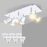 LED Deckenspots 6 Flamming Schwenkbar Deckenlampe Küche Schlafzimmer Deckenleuchte Weiß Wohnzimmerlampe,inkl 6x 5W GU10 Strahler Warmweiß 230V