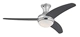122 cm Deckenventilator Celestia II 72505 mit Einzelleuchte und drei Flügeln, Ausführung in gebürstetem Aluminium mit Opalmilchg