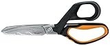 Fiskars Hochleistungsschere, Bis zu 30% mehr Kraft, Länge 21 cm, Langlebiger rostfreier Stahl/Kunststoff, Schwarz/Orange, PowerArc, 1027204
