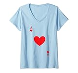 Damen Ace Hearts Poker Shirt Texas Hold Em Deck Karten passend T-Shirt mit V