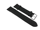 18mm Weiches Kalbsleder Uhrenarmband Schwarz Silberfarbende Dornschließe inkl. Myledershop Montageanleitung