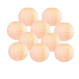 XIEJING Papierlaternen,Lampions Rund 10 Teile Pro Set Peach Papier Laternen Ball Lampion Hochzeitsfeier Im Freien Hängende Dekorative Set (Lantern Size : 12inch-30cm)