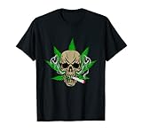 Cannabis Totenkopf Weed Design THC Marihuana Kiffer T-S
