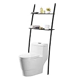 Toilettenregal Waschmaschinenregal platzsparendes Badregal aus Bambus, Bad WC Regal Lagerregal mit 2 Ablagen -173x66x25