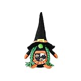 Transwen Vampir mit Fledermaus Spinne Kürbis Langer Bart Zwerg Puppe Bauernhaus Dekoration Ornament, Halloween Plüsch gesichtslose Puppe Dek