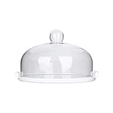 Käseplatte deckt Kuchenplatte mit Zwei Griffen, klassisches weißes Keramik-Obstschale Glas Falafel Dome Chip & Dip Server 24,2/27,7 cm Kuchenständer (Größe: 27,7 * 27,7 * 11 cm)