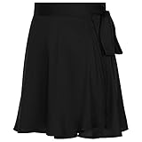 Freebily Damen Chiffon Rock Ballett Wickelrock/Unregelmäßig Latein Tanzrock Unterrock Ballettrock Mini Rock Gymnastik Tanz Sport Ballett Kostüm Schwarz D S