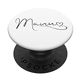 Manu Name Vorname Schwarz Weiß Kalligrafie Herz Linie PopSockets mit austauschbarem PopGrip