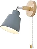 Risjc Wandleuchten Wandleuchte Mit Zugschalter, Holz-Wandleuchte Wandstrahler Frei Rotierbar Wandleuchten Innenbereich Wohnzimmer Wandleuchten Moderne Schlafzimmer Nachttischlampen (Color : Gray)