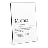 ARTFAVES® Holzbild - Worterklärung / Definition: Mama | schwarz-weiss Deko Wandbild als Geschenk | Holzschild mit Spruch zum Thema Mama / Familie / Liebe / witzig