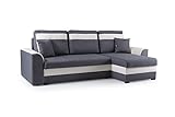 mb-moebel kleines Ecksofa Sofa Eckcouch mit Schlaffunktion und Zwei Bettkasten Ottomane L-Form Schlafsofa Bettsofa Polsterecke Wohnlandschaft ZENO (Dunkelgrau, Ecksofa Rechts)