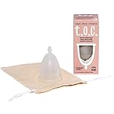 t.o.c. Menstruationstasse - waschbarer Periodencup aus medizinischem Silikon - mit Aufbewahrungsbeutel aus Baumwolle - ohne Latex, BPA, Weichmacher oder Parfum, Größe L (33ml)