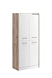 Schildmeyer Trient Hochschrank 701609, Holzwerkstoff, wildeiche/weiß Glanz, 70,7 x 35 x 157,5