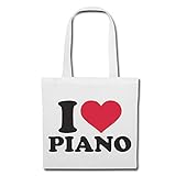 Tasche Umhängetasche I Love Piano - Klavier - KLAVIERSPIELER - Piano Spieler - FLÜGEL Einkaufstasche Schulbeutel Turnbeutel in Weiß