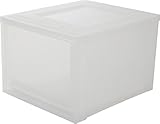 Amazon Marke - Iris Ohyama stapelbare Schublade / Schubladenbox / Ablagesystem 'Maxi Drawer', Größe L, 40 L, Plastik, frostweiß, 45 x 39 x 29,3