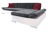 Ecksofa Malwi LED, Regulierbare Armlehnen und LED Beleuchtung im set, Eckcouch mit Schlaffunktion und Bettkasten, L-Form Couch, Sofa, Wohnlandschaft (Soft 017 + Kronos 22 + Kronos 02, Seite: Rechts)